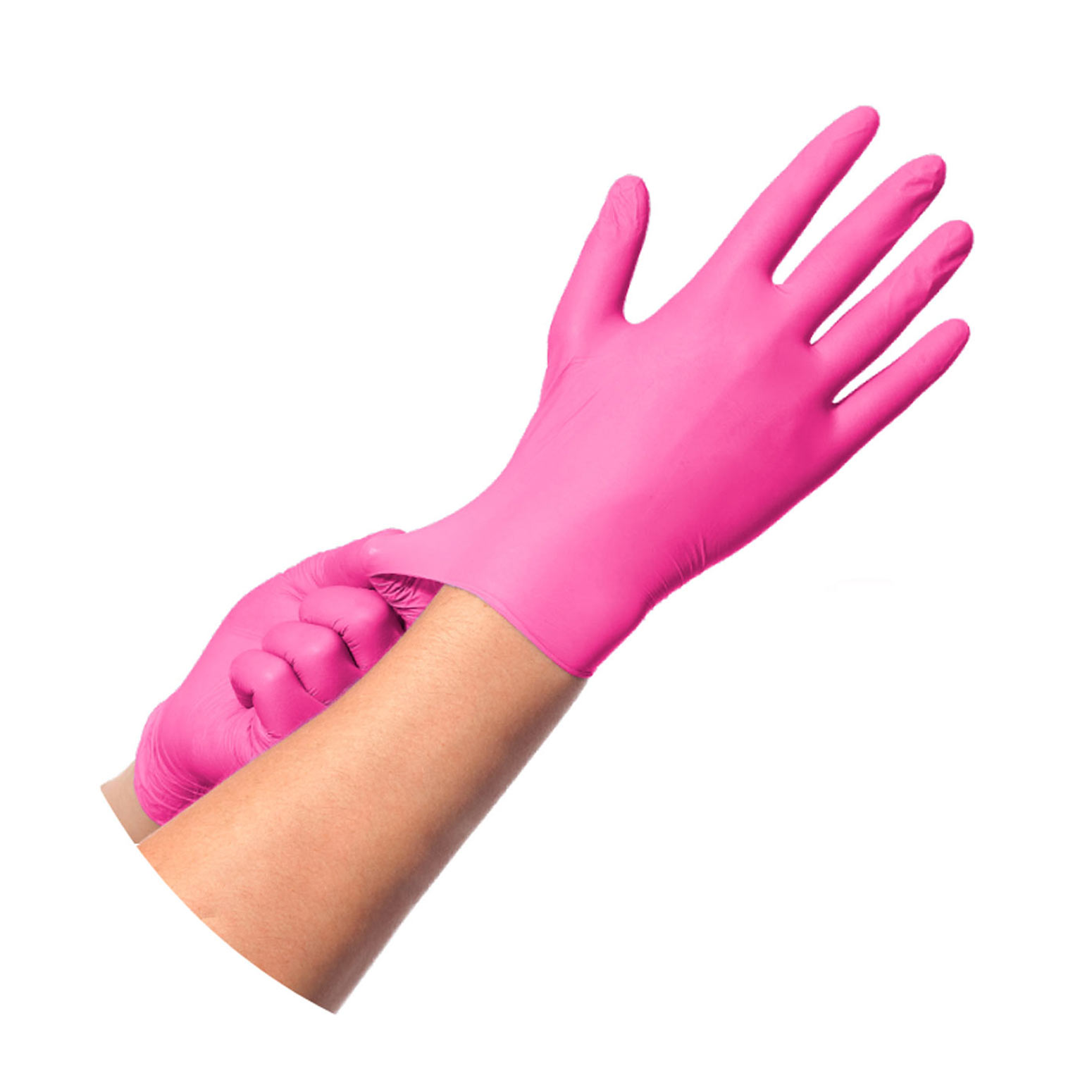 Γάντια νιτριλιου ροζ 100 τεμ. Χωρίς Πούδρα small