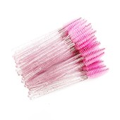 Βουρτσάκια μάσκαρας βλεφαρίδων μιας χρήσης ροζ με glitter 50τμχ