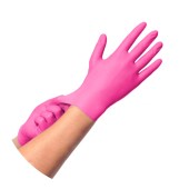 Γάντια νιτριλιου ροζ 100 τεμ. Χωρίς Πούδρα medium 