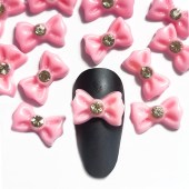 Ροζ διακοσμητικό φιογκάκι νυχιών 3D 10 τεμάχια