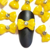 Κίτρινο διακοσμητικό φιογκάκι νυχιών 3D set 10 τεμαχια